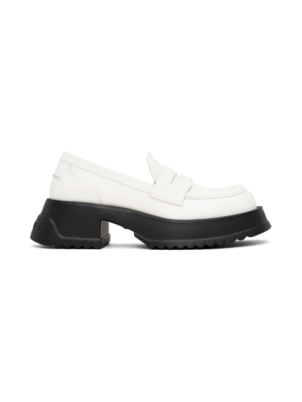 White Pinched Seam Loafers - 1