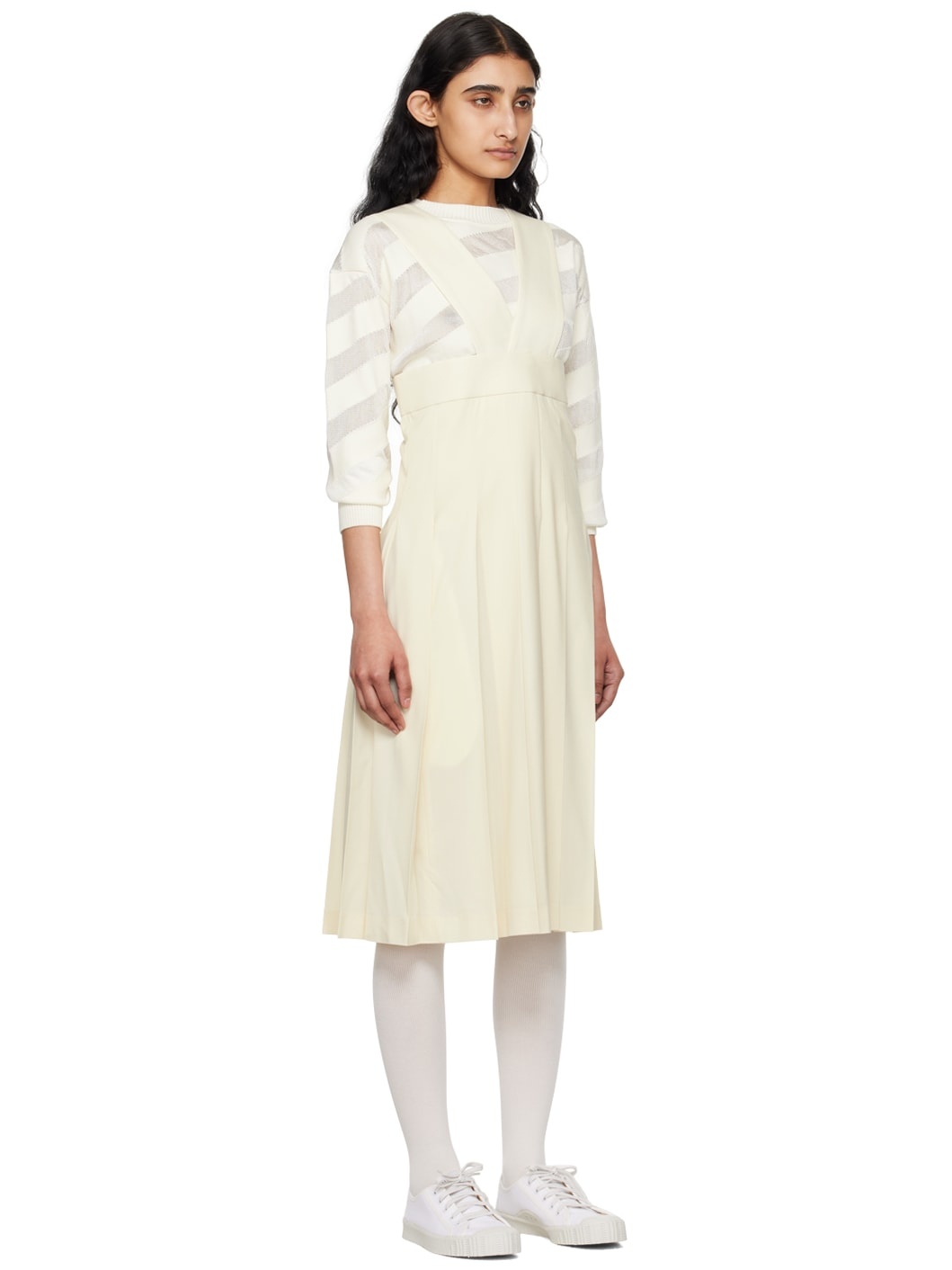 Off-White Pleated Midi Dress - 2