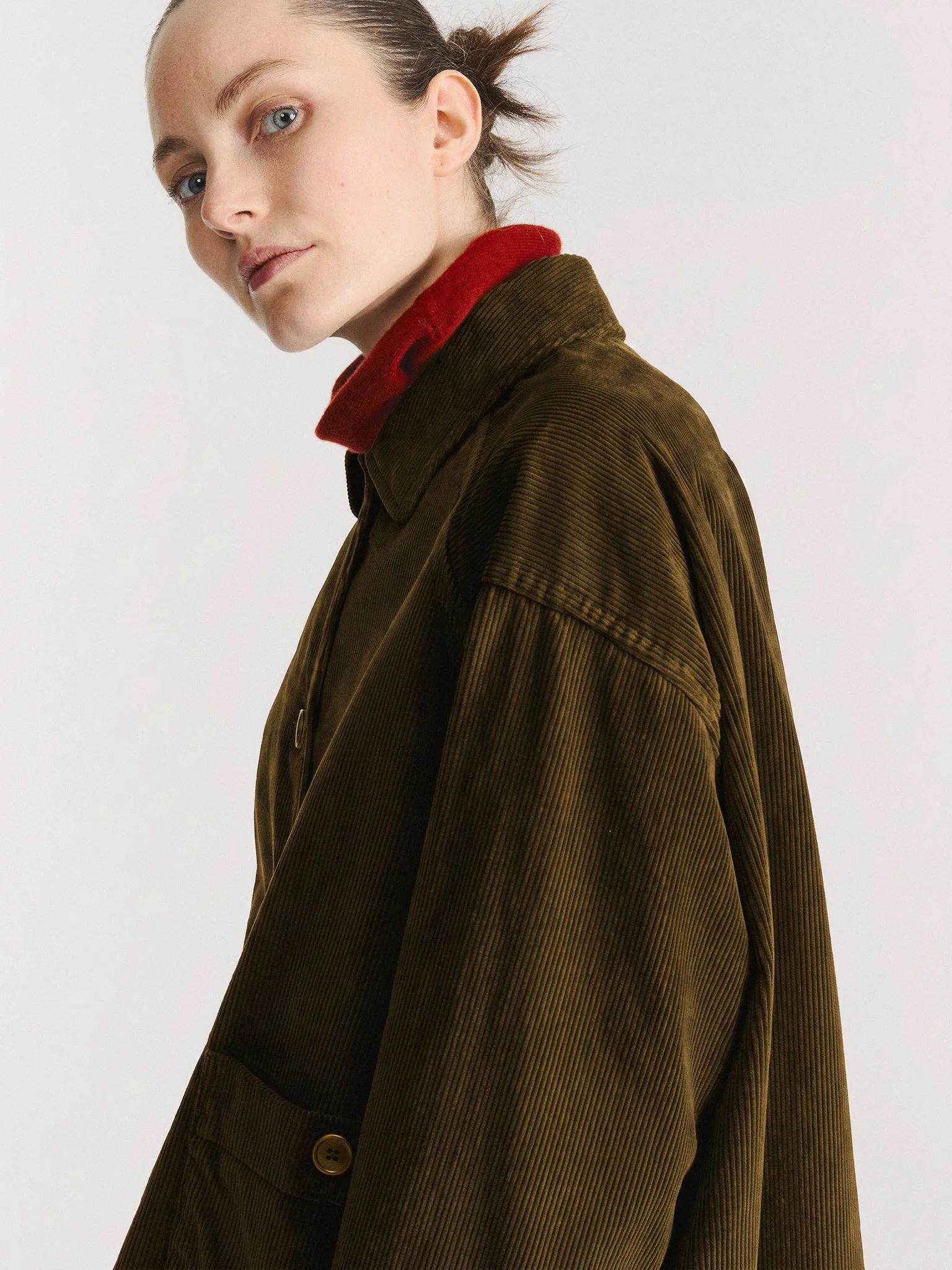 DRAYS TRAVAIL JACKET - H CORD - MOSS - 1