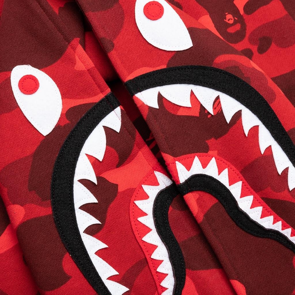 COLOR CAMO SHARK PULLOVER HOODIE - RED - 4