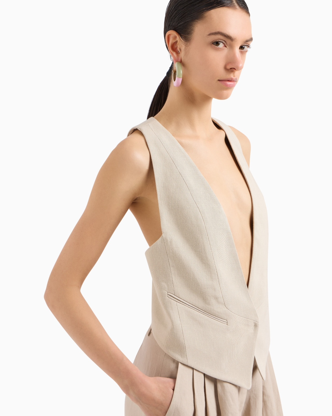 SINGLE-BREASTED WAISTCOAT IN CANNETÉ COTTON AND VISCOSE - 5
