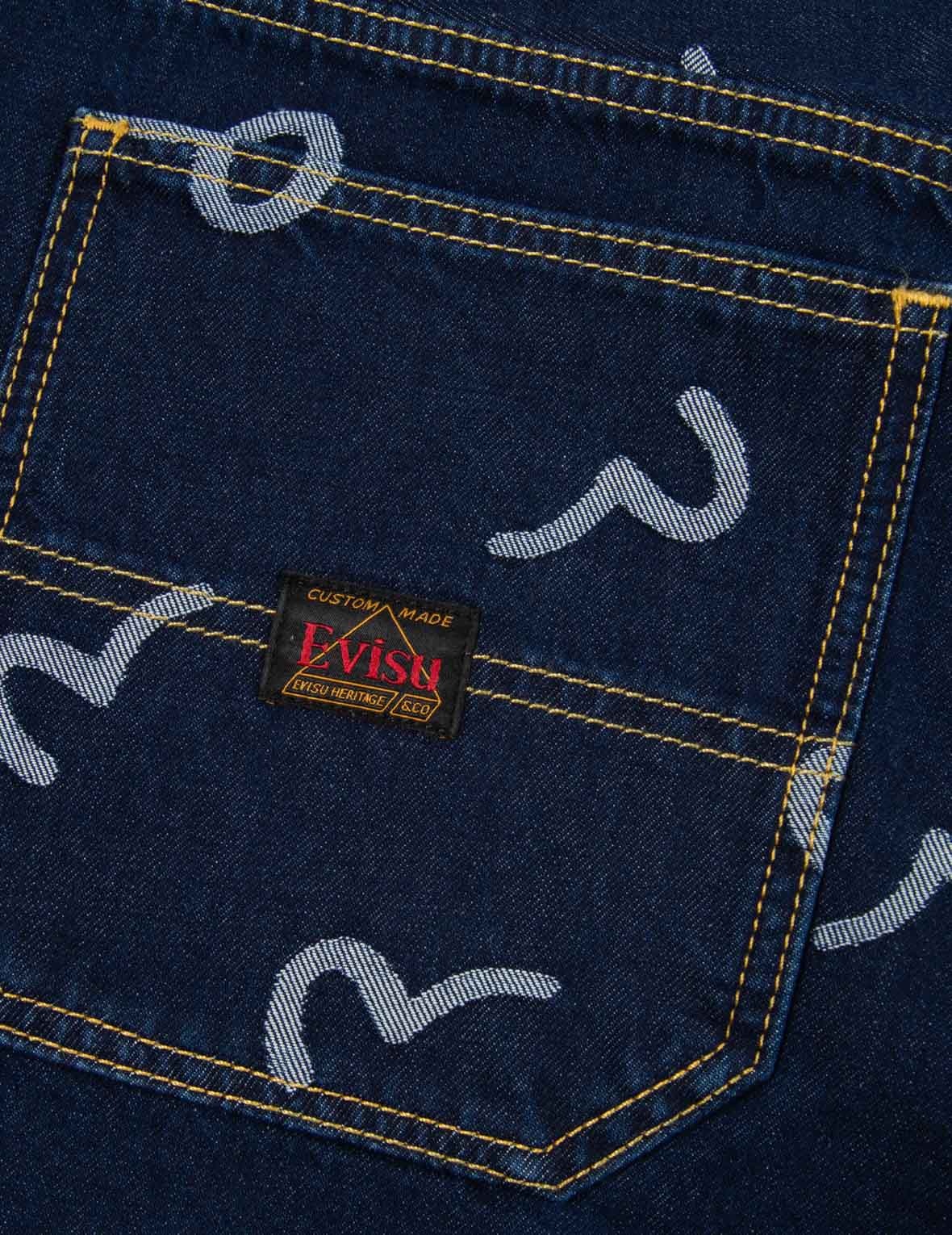 ALLOVER SEAGULL JACQUARD DENIM SHORTS - 12