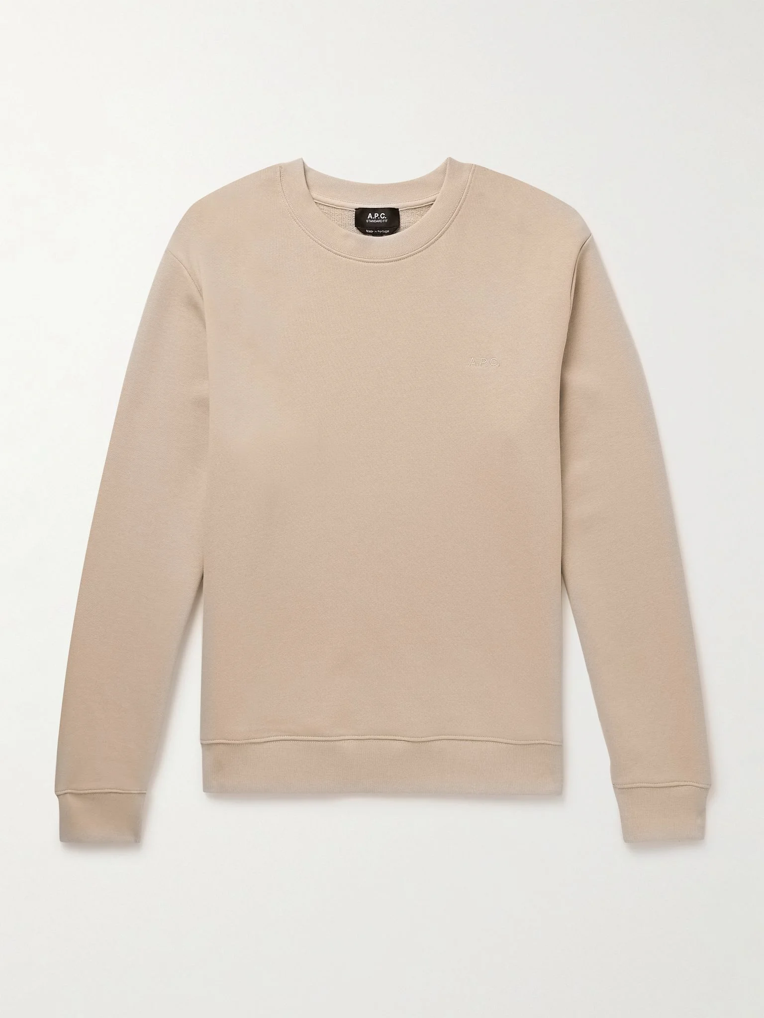Brodé Logo-Embroidered Cotton-Jersey Sweatshirt Beige - 1