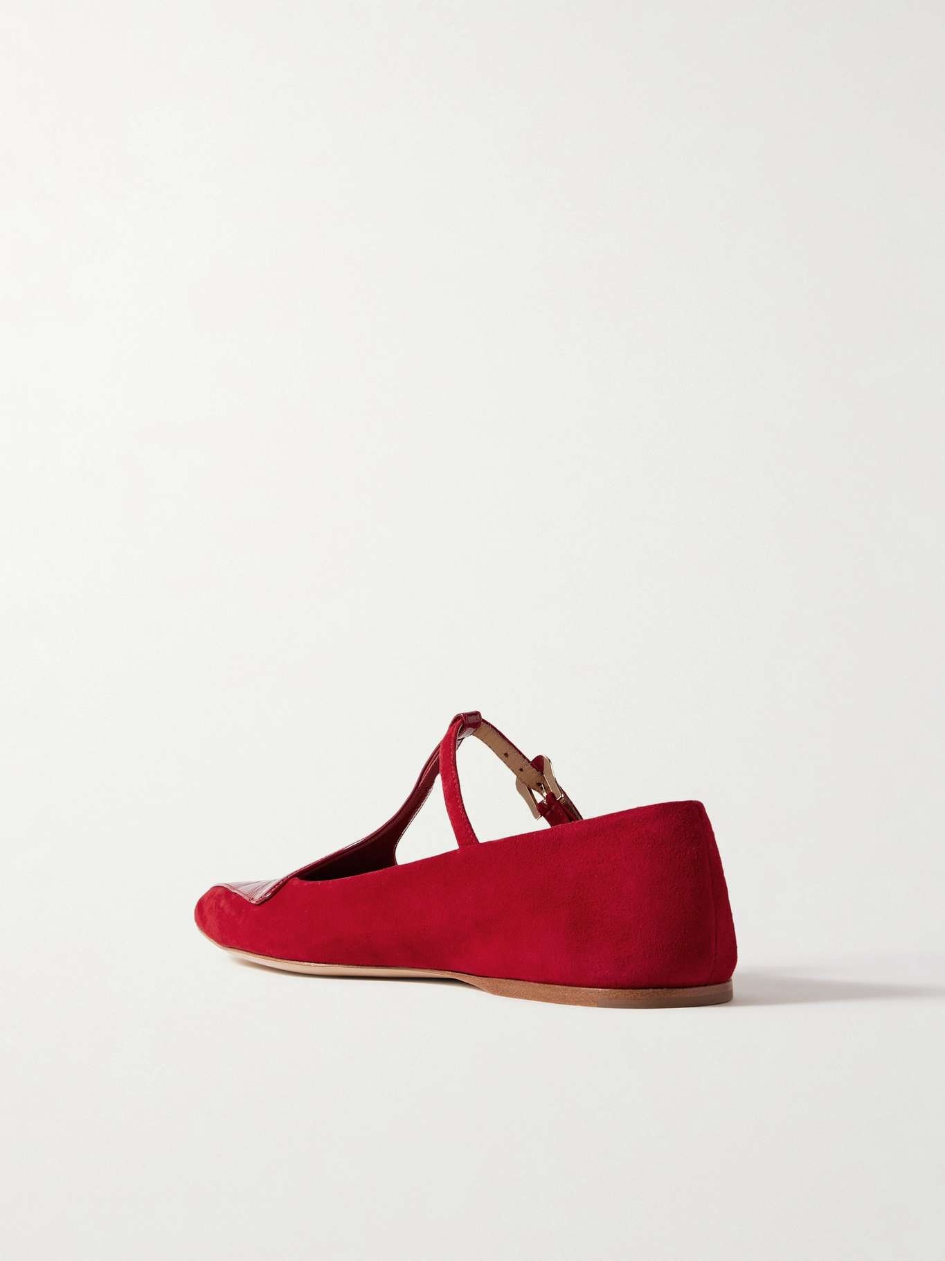 Liv patent leather-trimmed suede Mary Jane ballet flats Red - 3