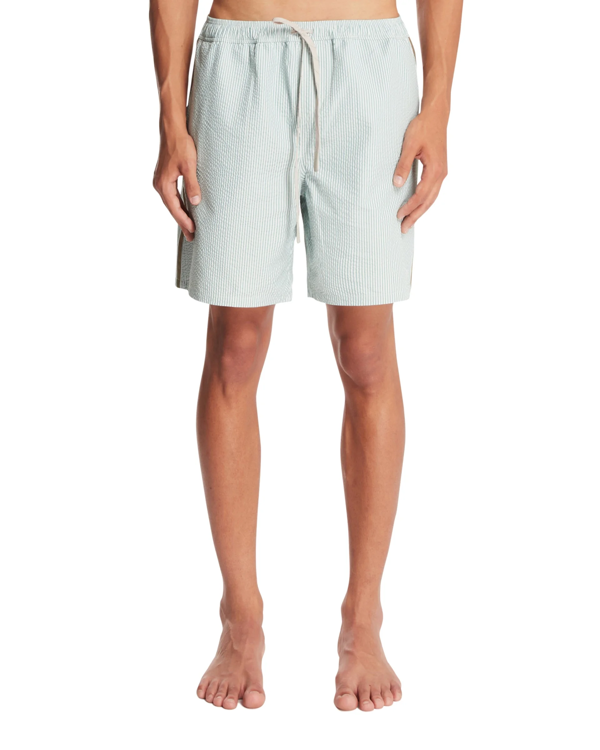 White Striped Swim Shorts - 1