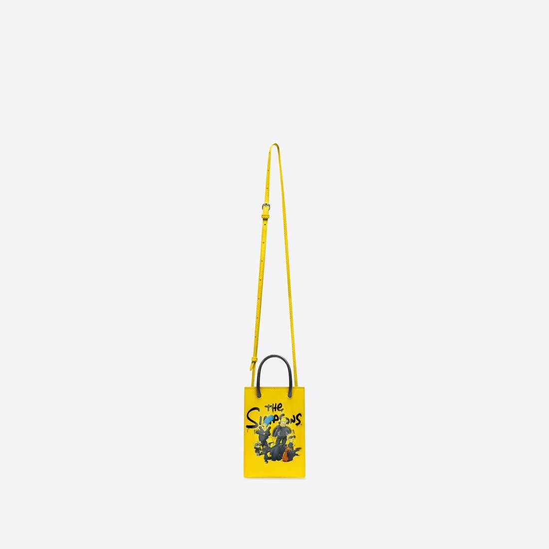 The Simpsons Tm & © 20th Television Mini Shopping Bag In Shiny Box Calfskin in Yellow - 4