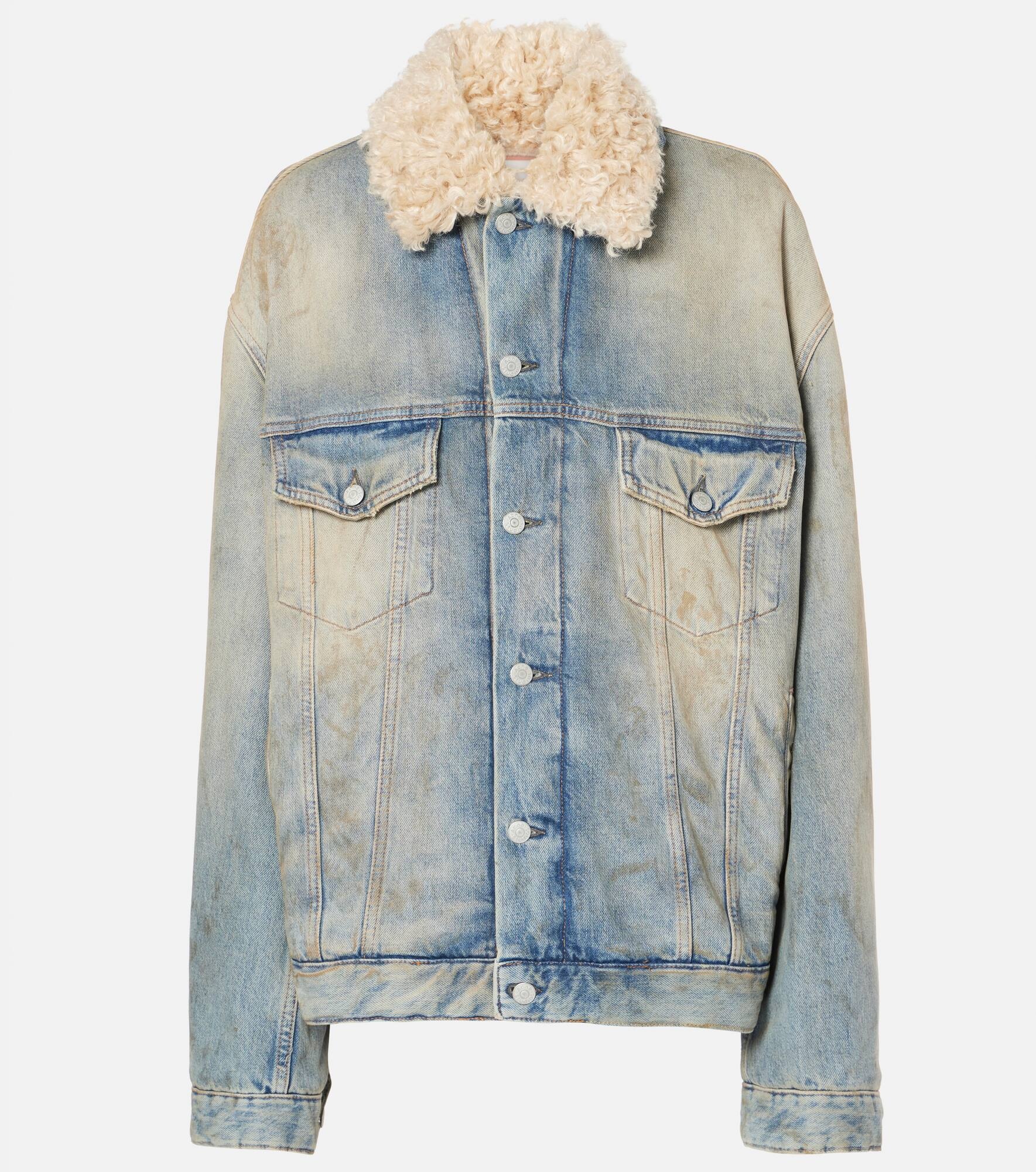 Roberta faux shearling-trimmed denim jacket - 1