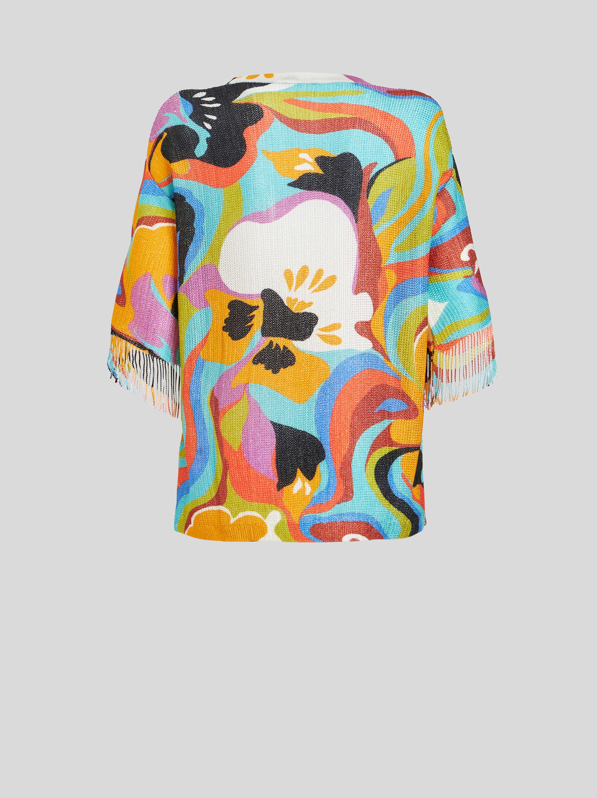 FLORAL PRINT JUMPER WITH FRINGES - 6