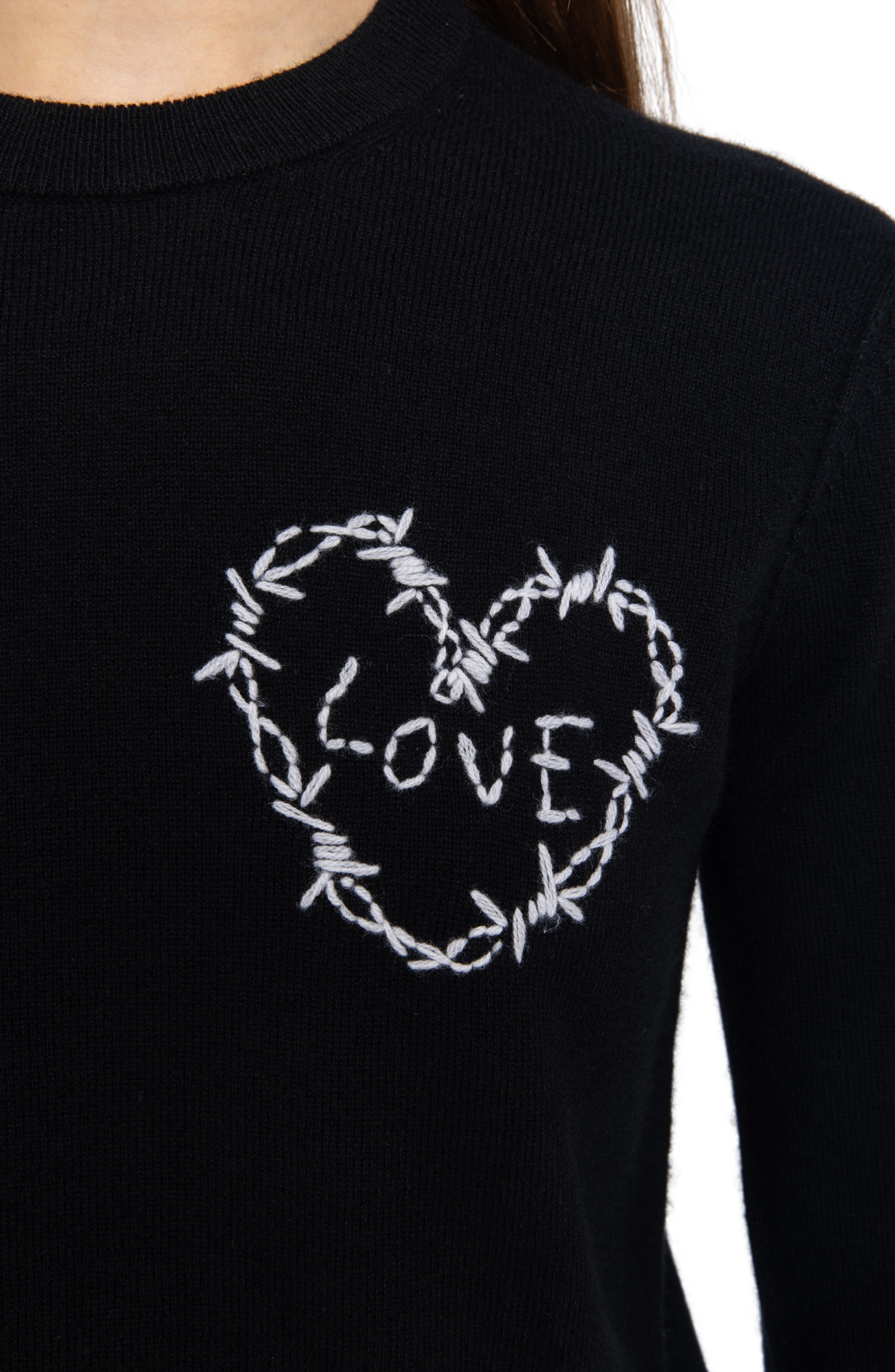 Zadig & Voltaire Kendy Heart Wool & Cashmere Sweater in Black at Nordstrom - 4