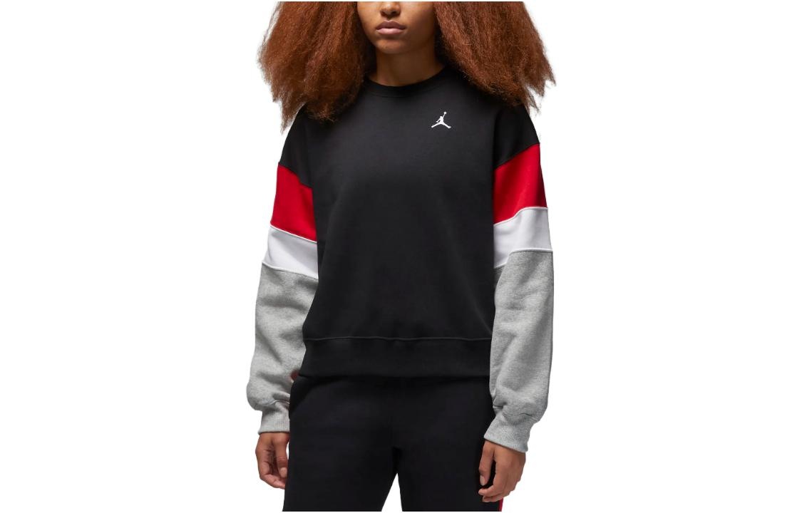 (WMNS) Air Jordan Brooklyn Fleece Crewneck Sweatshirt 'Black Grey' FB5174-010 - 2