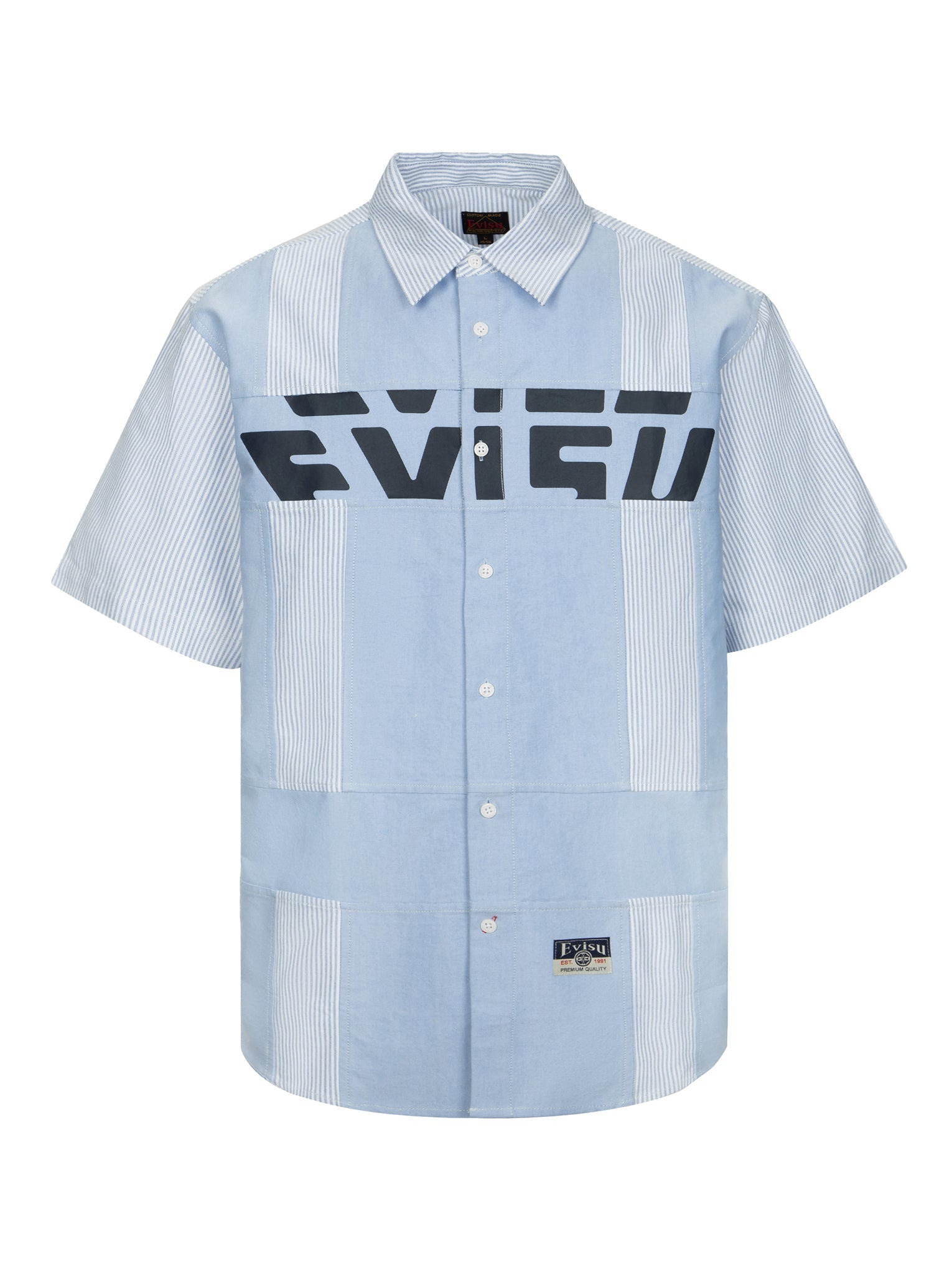 DECONSTRUCTED LOGO PRINT AND KAMON EMBROIDERY SHORT SLEEVES RELAX FIT SHIRT - 8