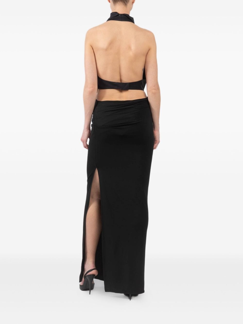 draped halterneck evening dress - 5