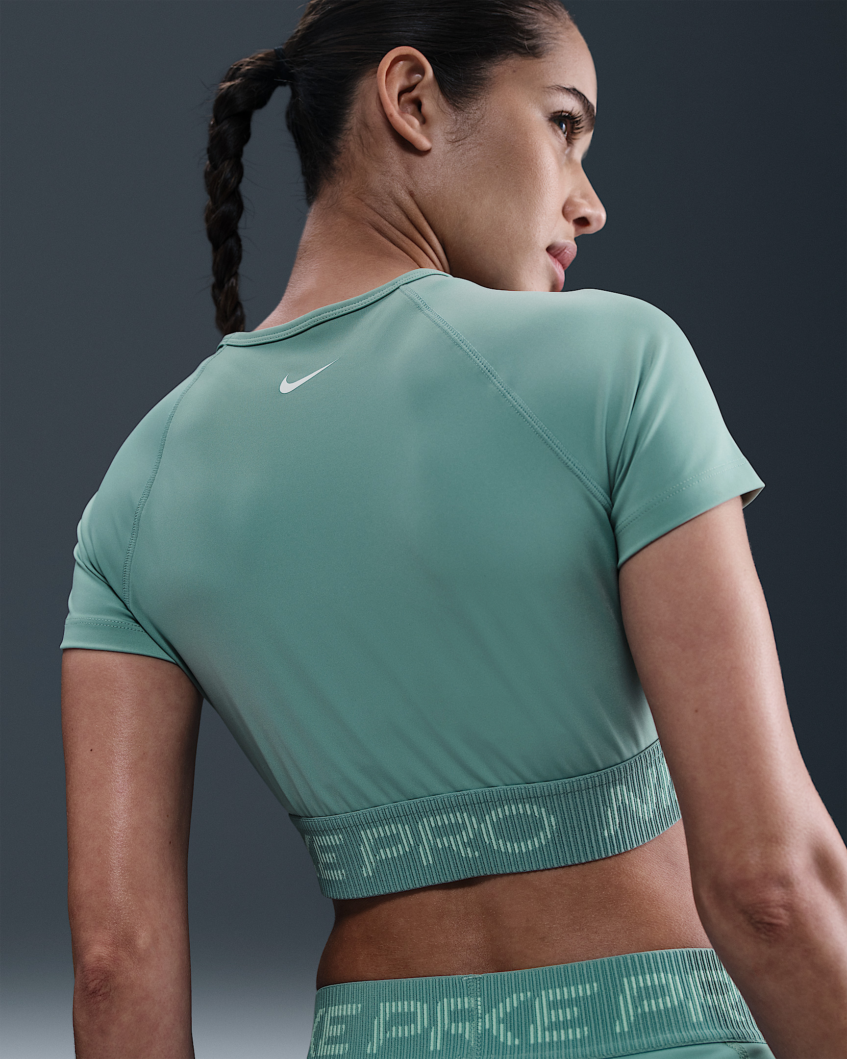 Nike Pro Women's Dri-FIT Short-Sleeve Cropped Graphic Top - 2