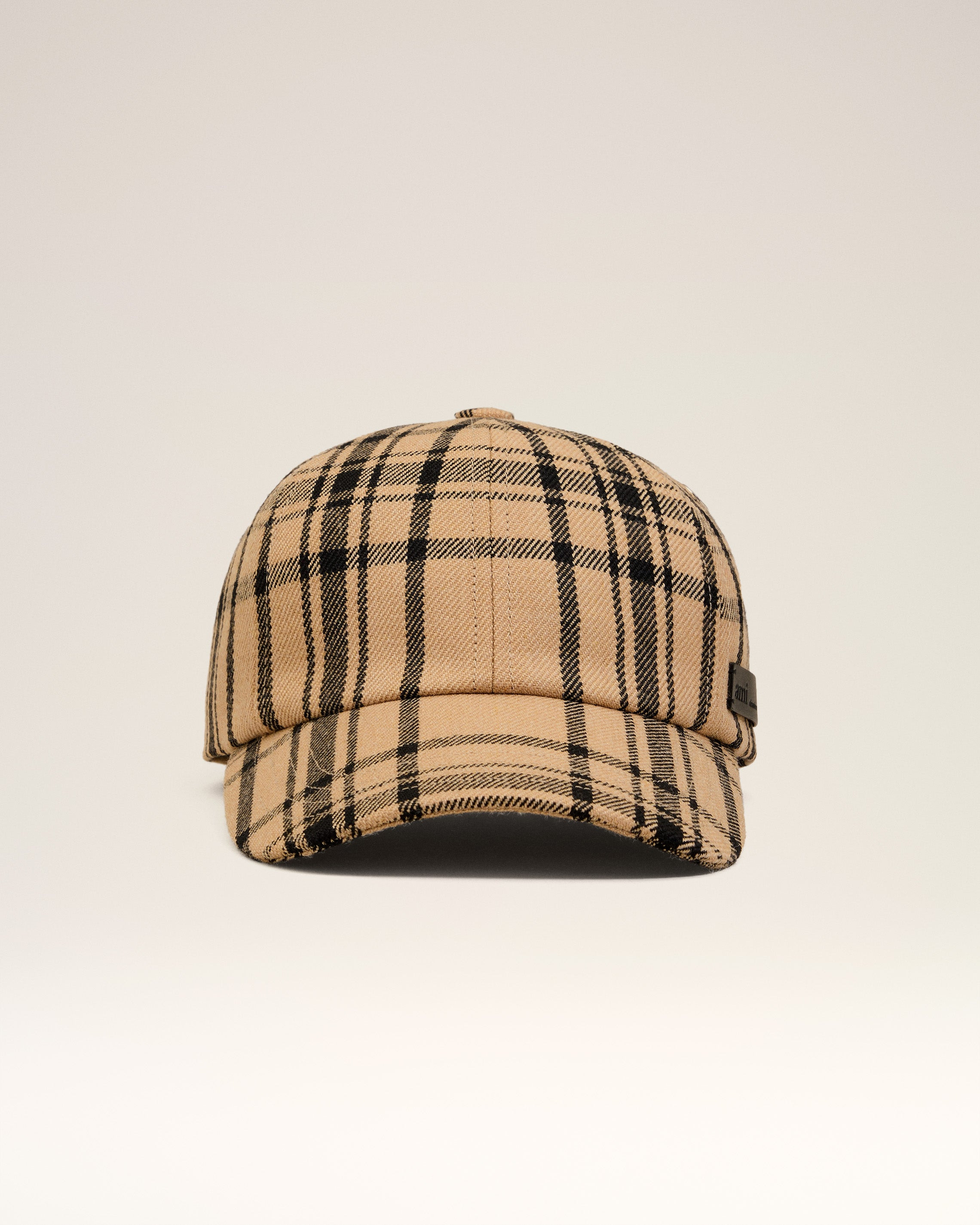 BROWN WOOL CHECKED PATCH CAP - 4