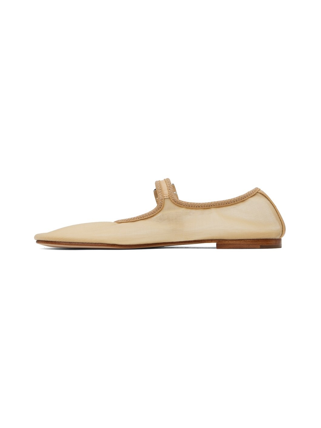 SSENSE Exclusive Beige Mary Jane Mesh Ballerina Flats - 3