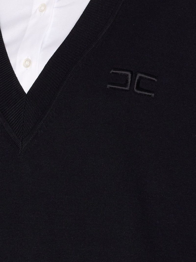 embroidered-logo V-neck mini day dress 3