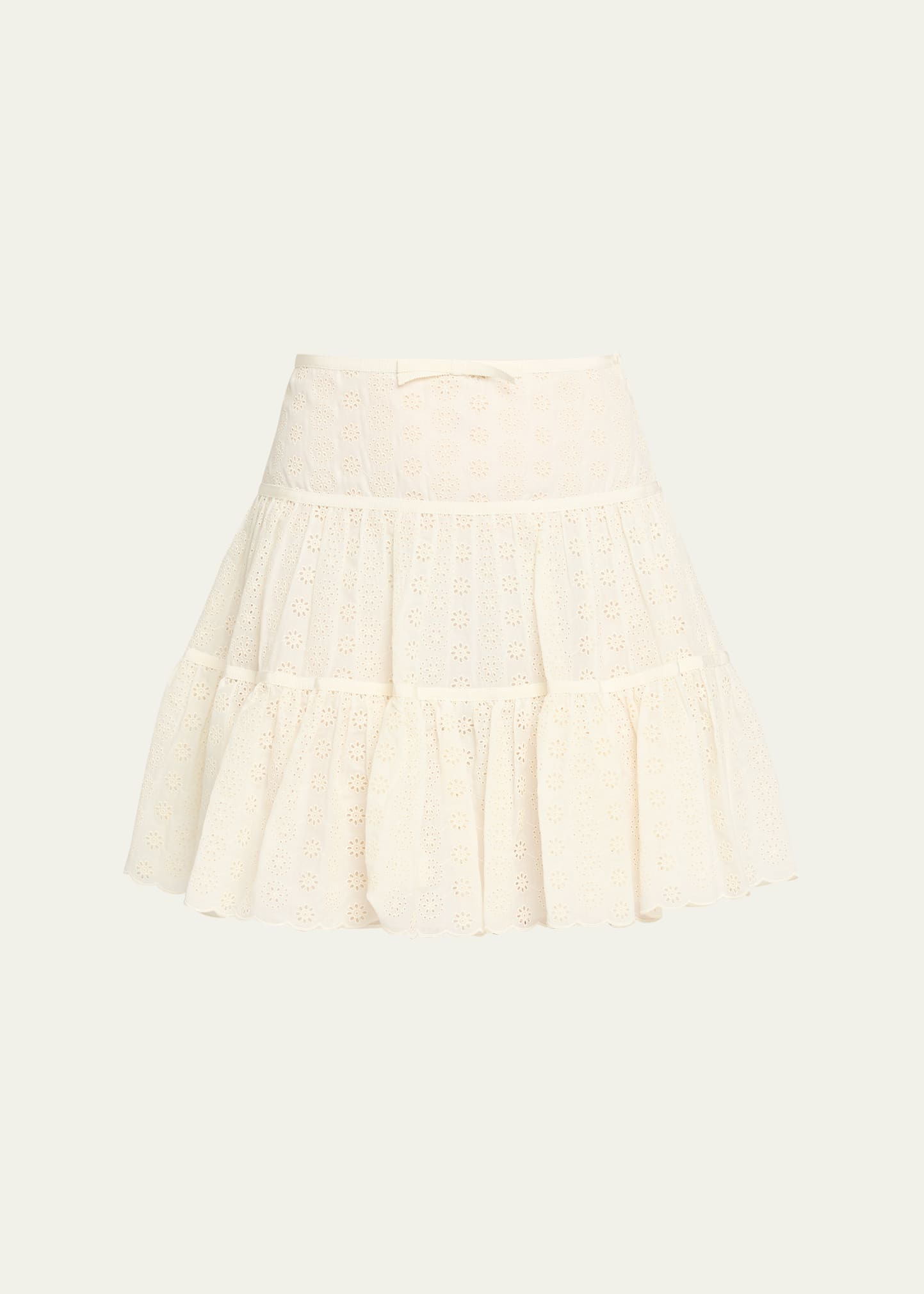 Tiered Eyelet Mini Skirt - 1