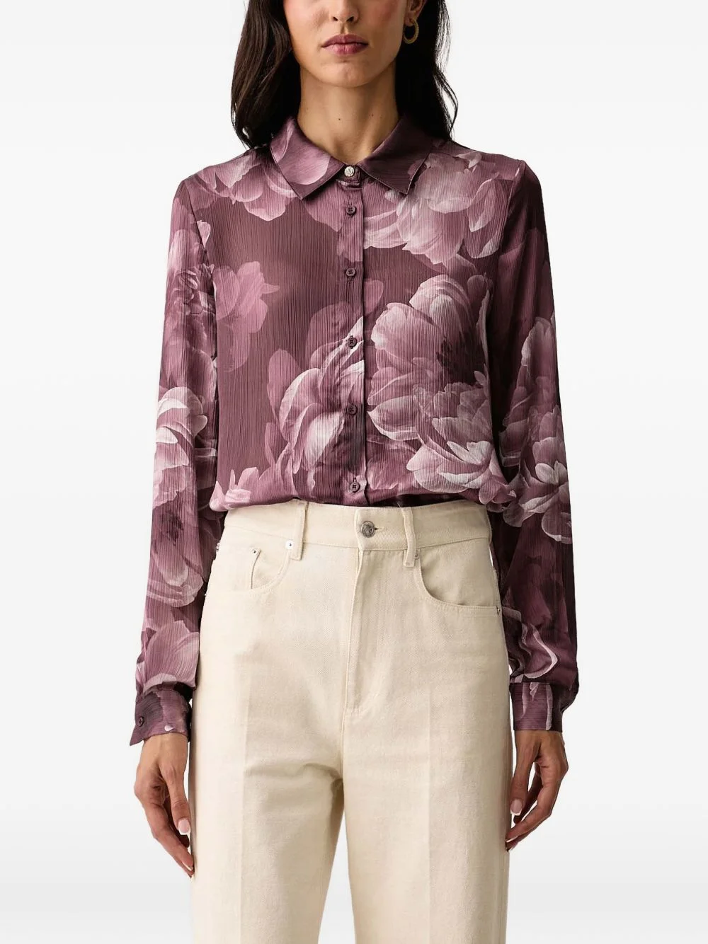 floral-print long-sleeve shirt - 1