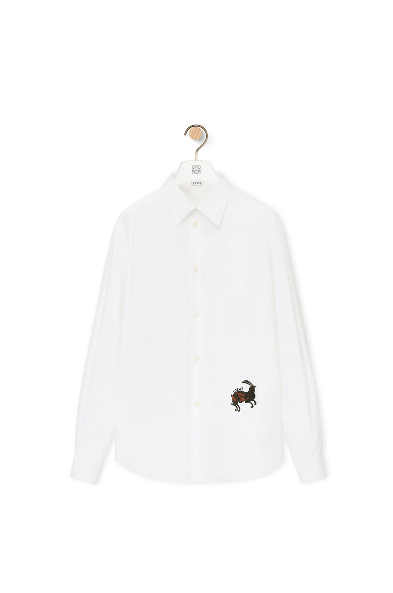 Rabbit embroidered shirt in cotton 1
