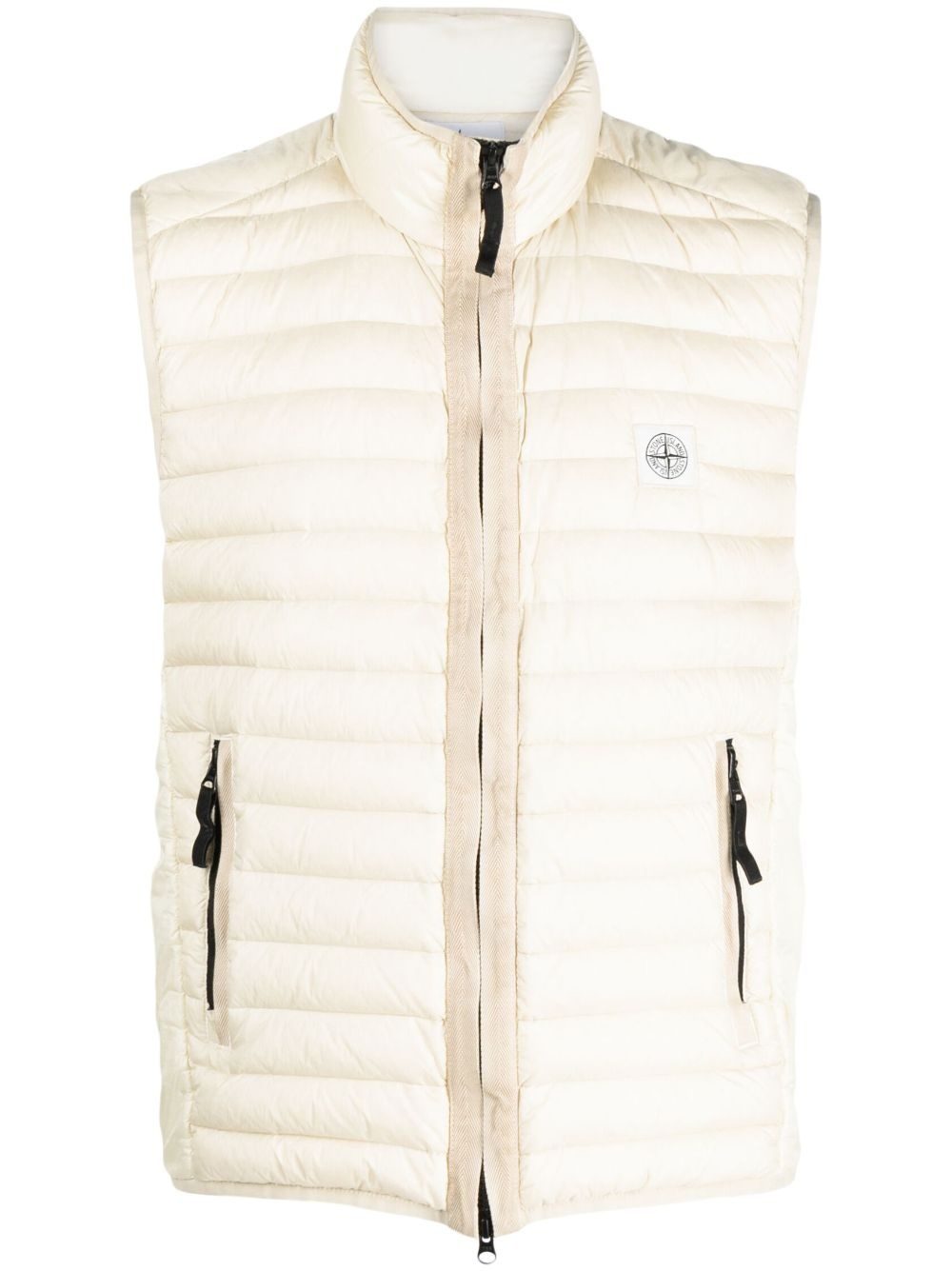logo-patch zip-up quilted gilet - 1