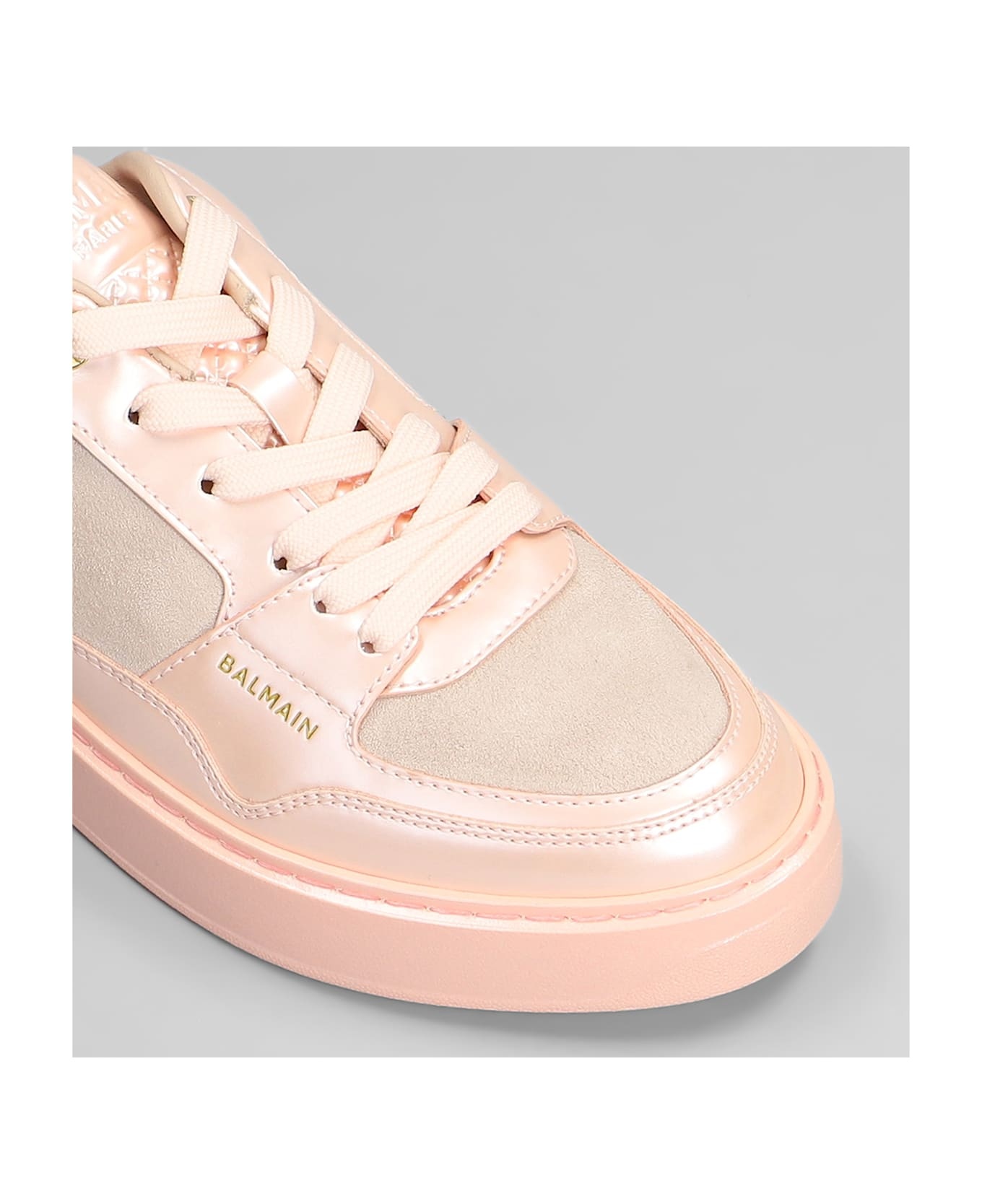 B Court Sneakers In Rose-pink Suede And Leather - 5