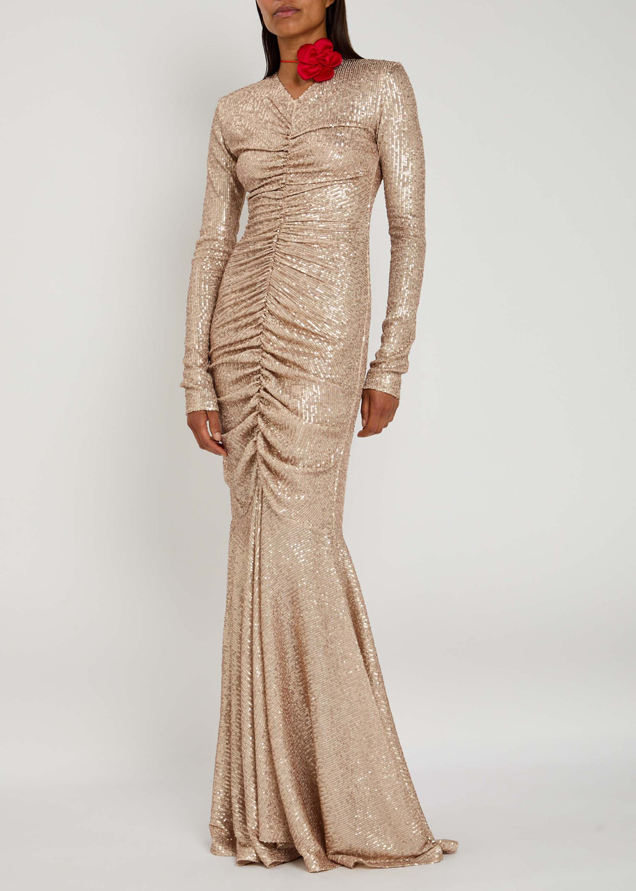 Norma Kamali Sequined Ruched Gown - 4