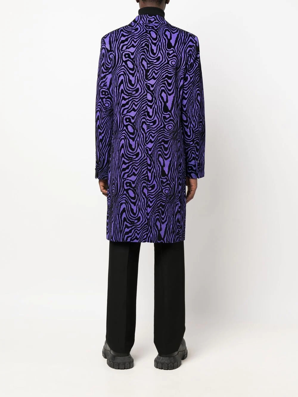 abstract-pattern single-breasted coat - 4