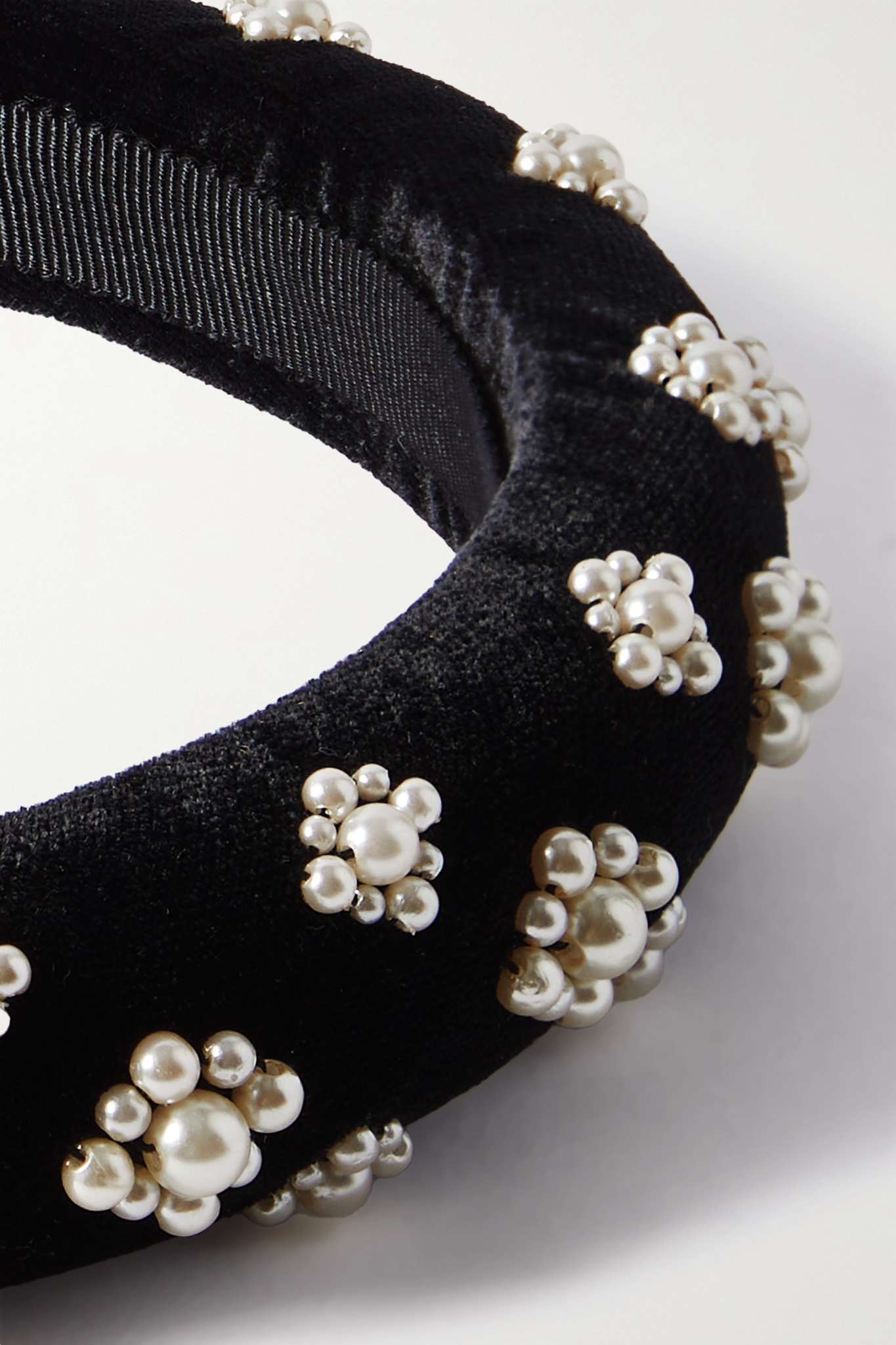 Margaret faux pearl-embellished velvet headband - 4
