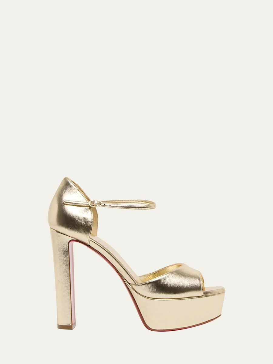 Sandaloo Metallic Red Sole Platform Sandals - 1