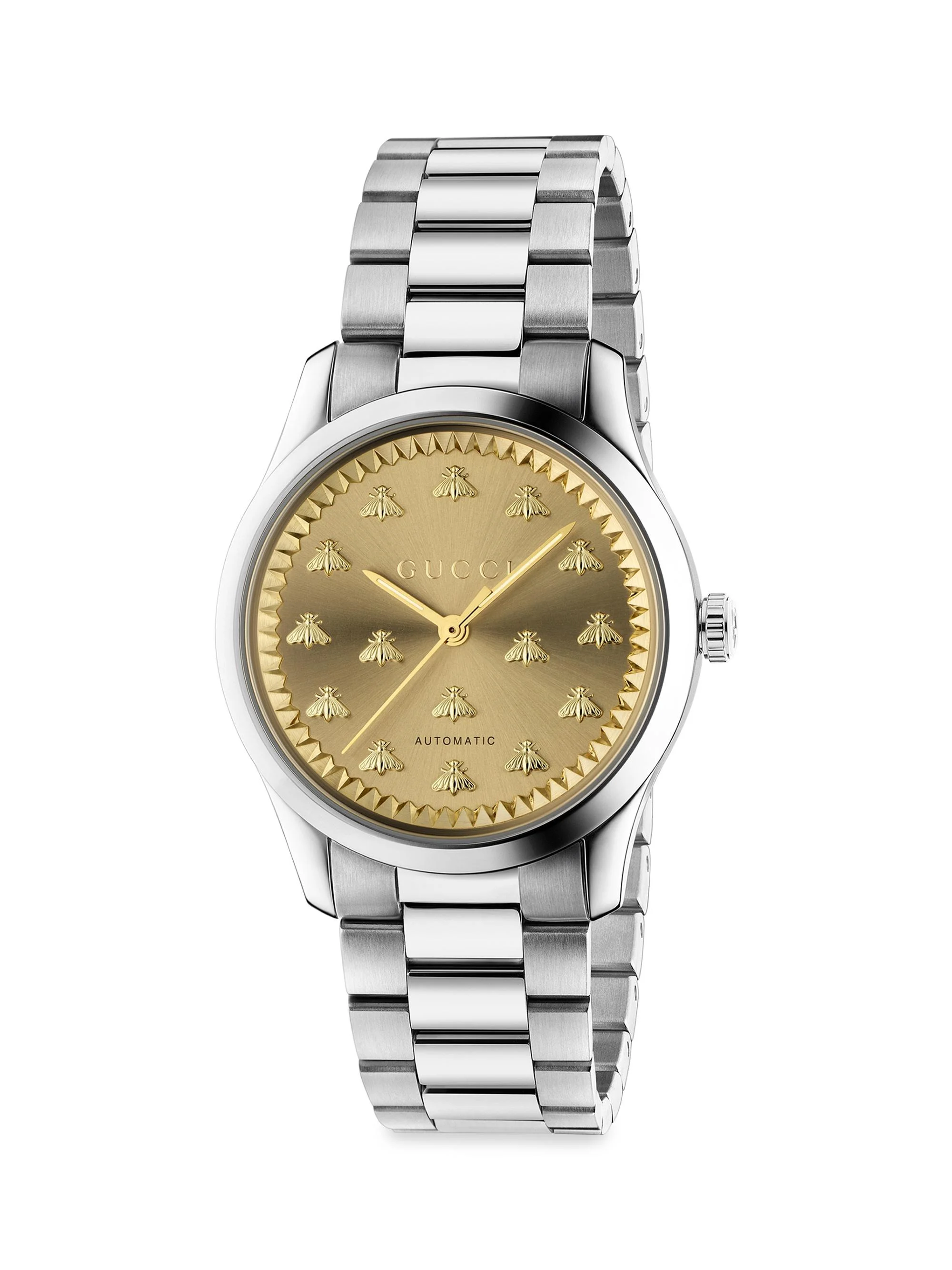 Men's G-Timeless Automatic Sun-Brushed Bee Watch - Silver - 1