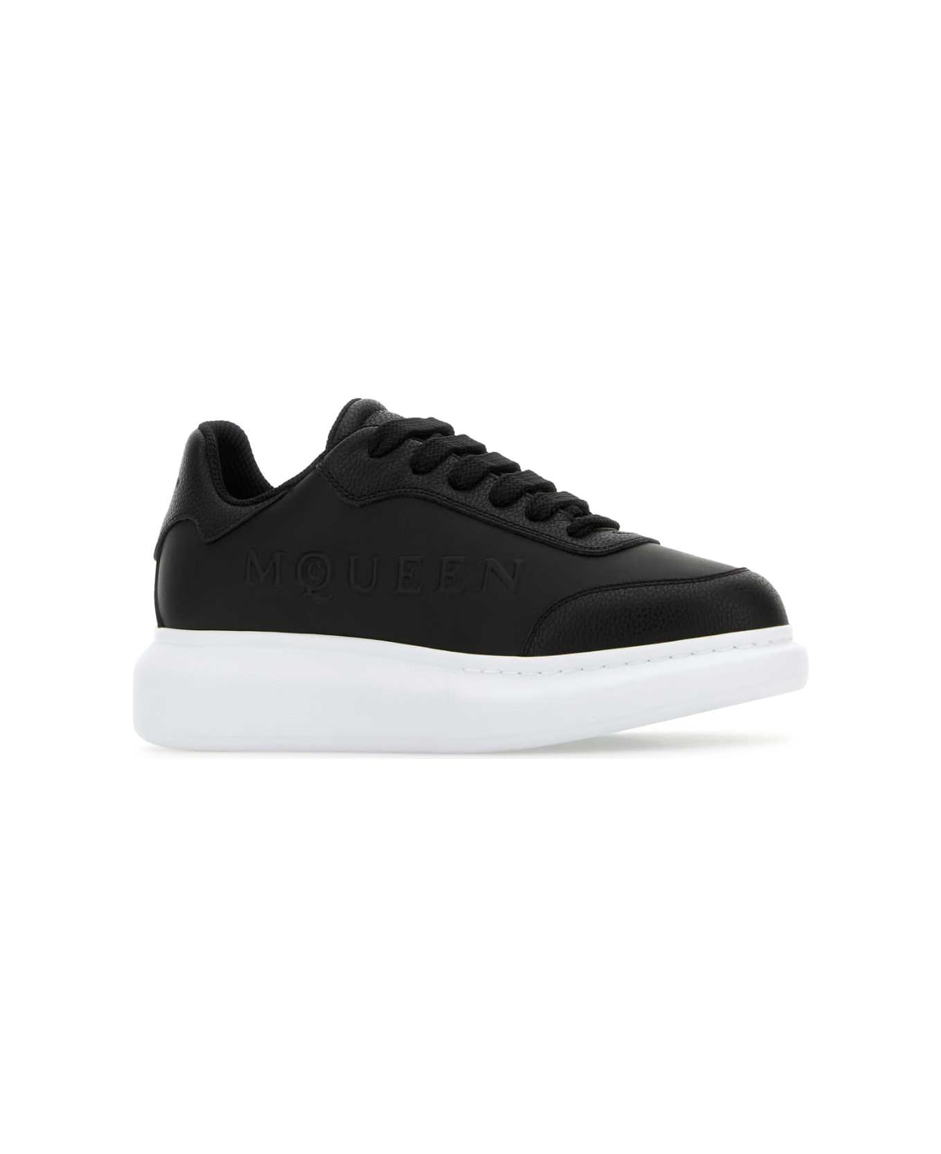 Black Leather Sneakers With Black Leather Heel - 2