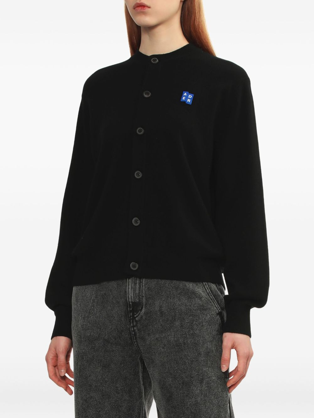 Sig; BL Tag button-fastening logo-patch cardigan - 3
