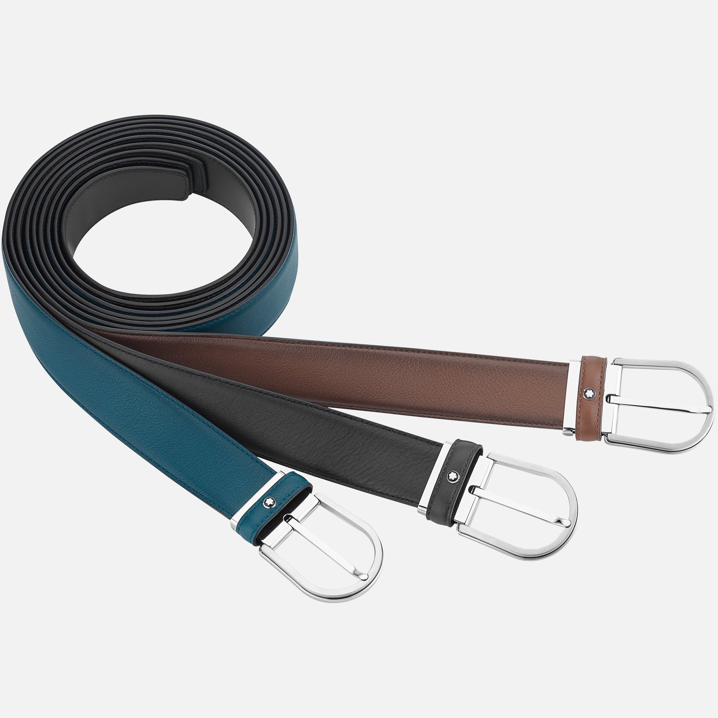 Horseshoe buckle gray 35 mm leather belt - 3