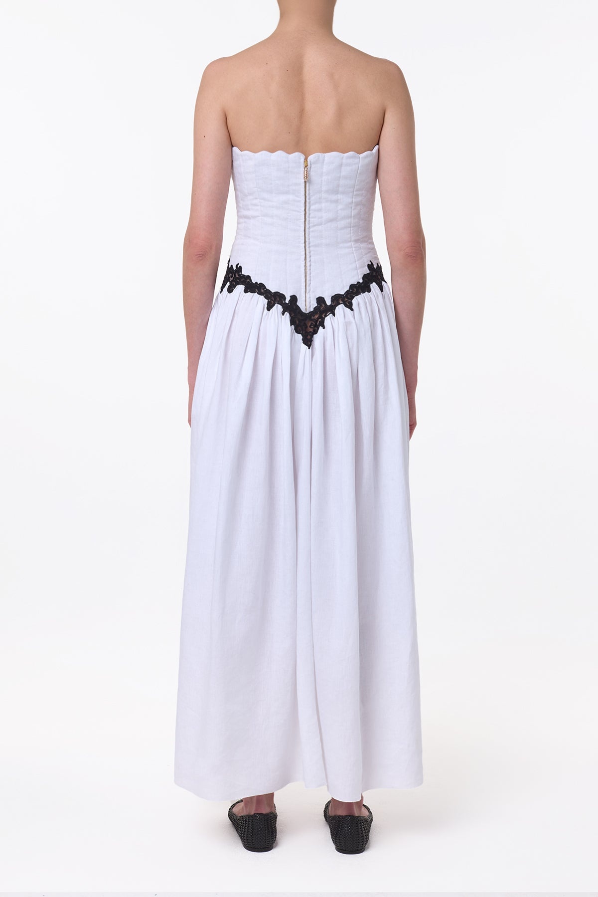 Glenn Lace Maxi Dress in White Aloe Linen - 5
