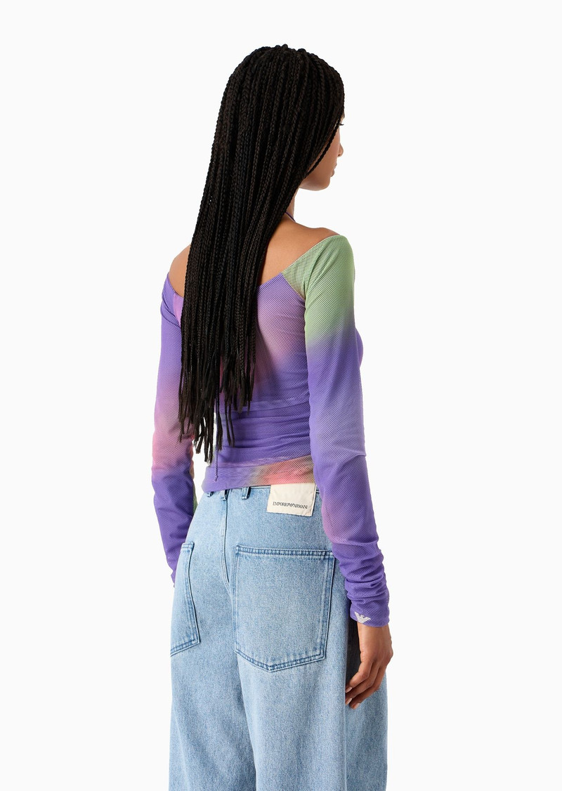 Emporio Armani Sustainability Values Capsule Collection camouflage print recycled mesh jumper 3