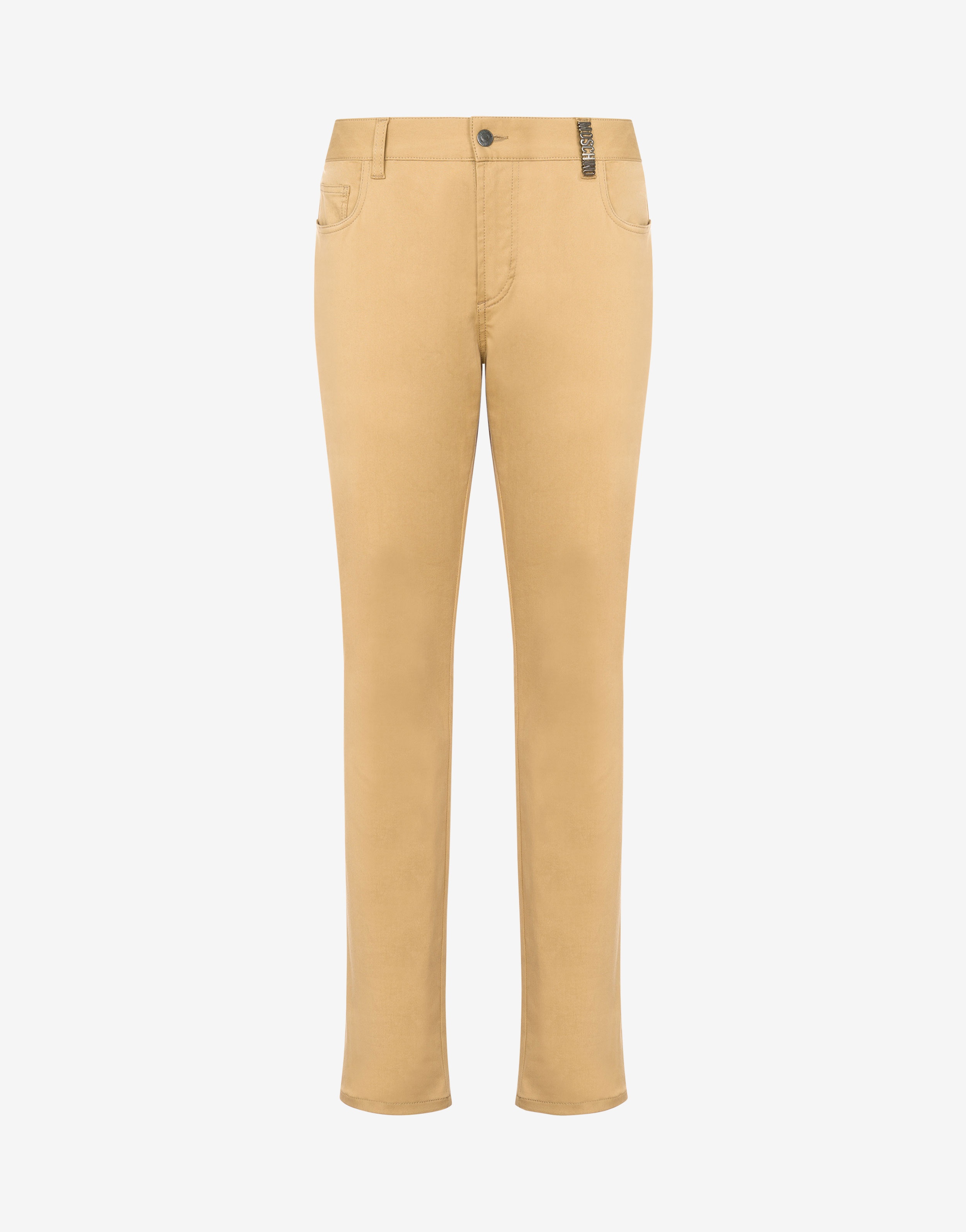 METAL LETTERING STRETCH GABARDINE TROUSERS - 1