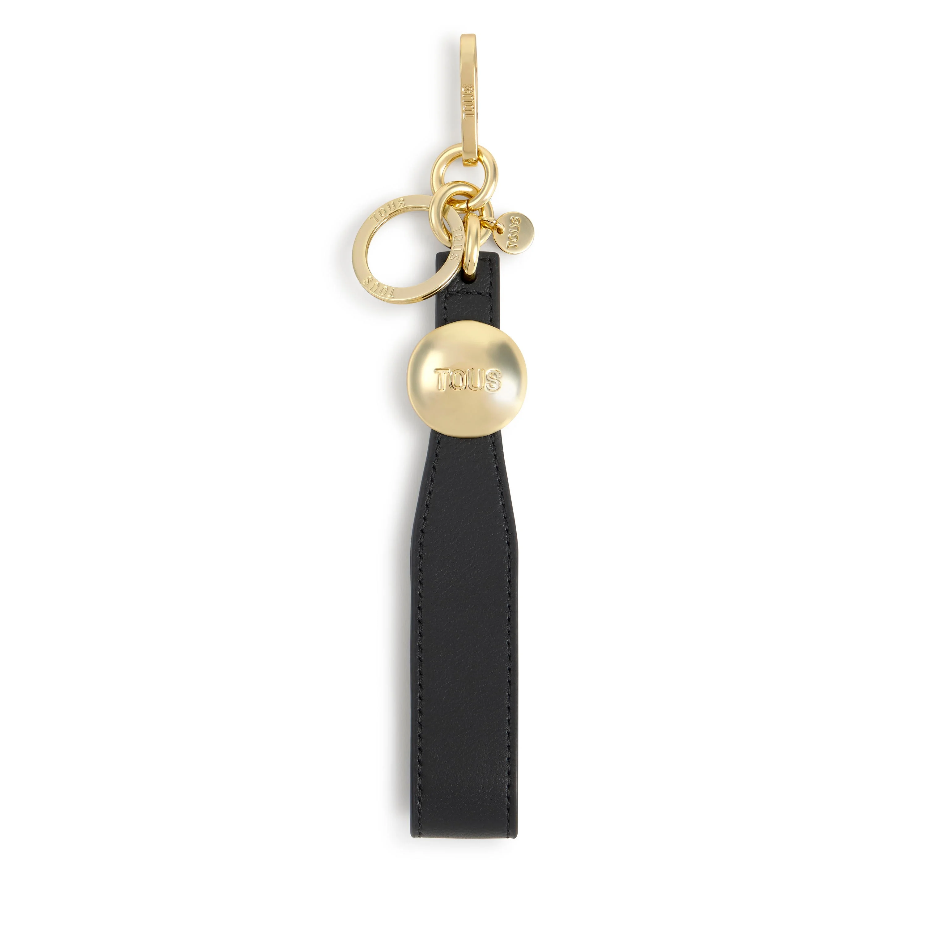 Black leather Key ring TOUS Metal Ball - 1