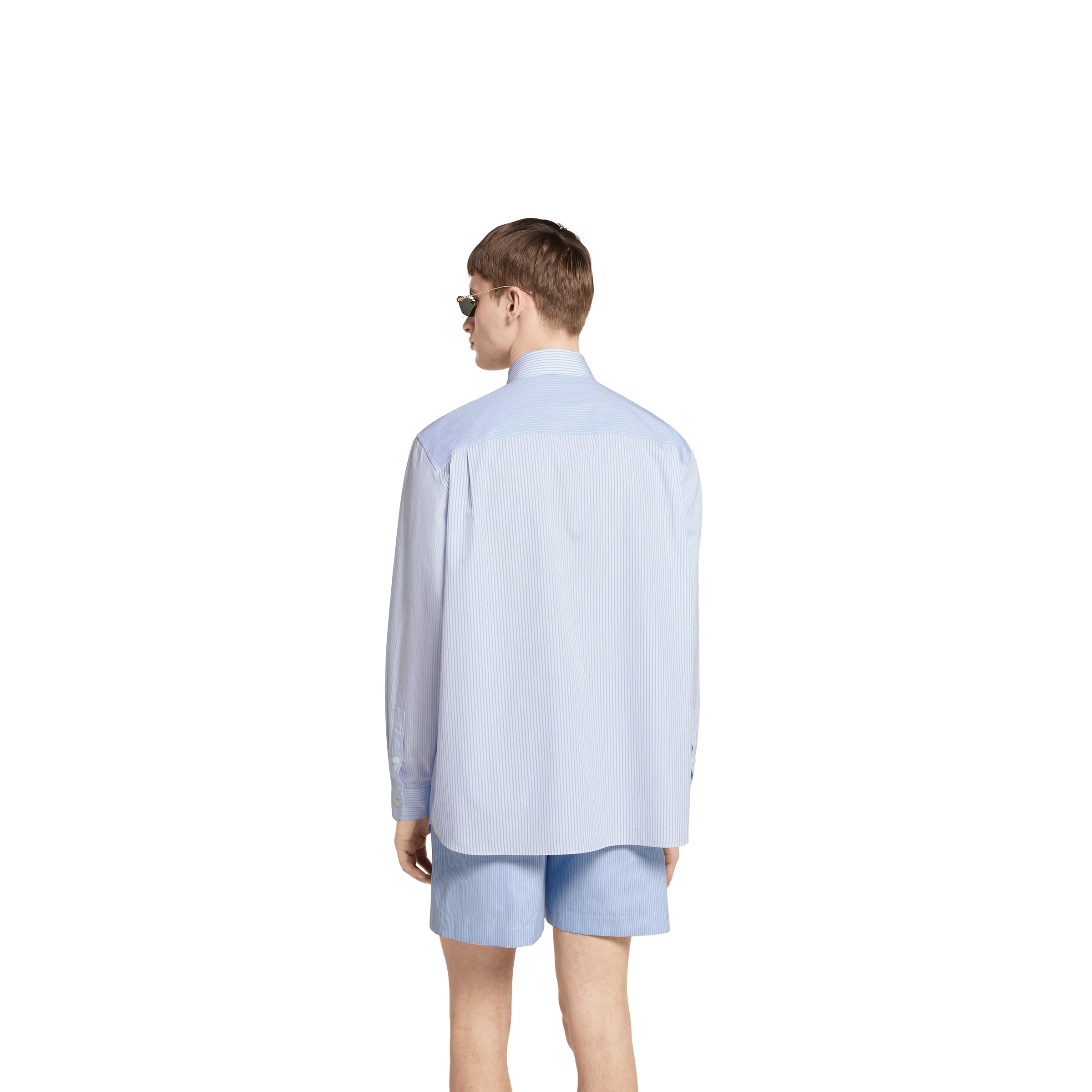 Striped cotton shirt with embossed logo - 4