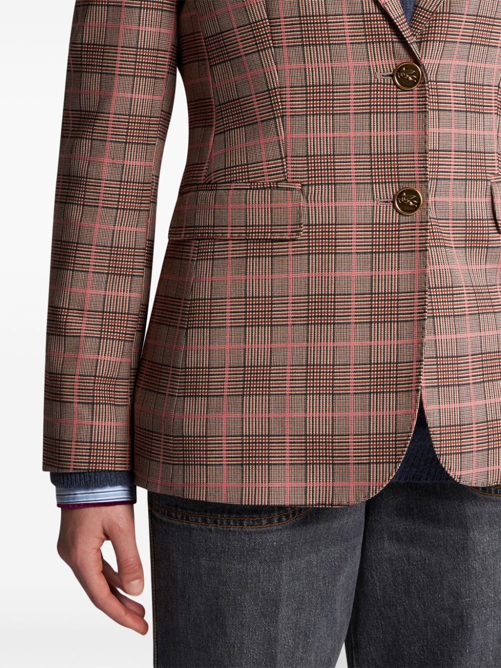 checkered logo-engraved buttons jacket - 5