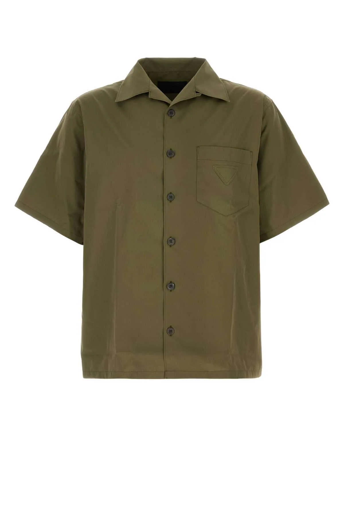 Prada Men Army Green Poplin Shirt - 1