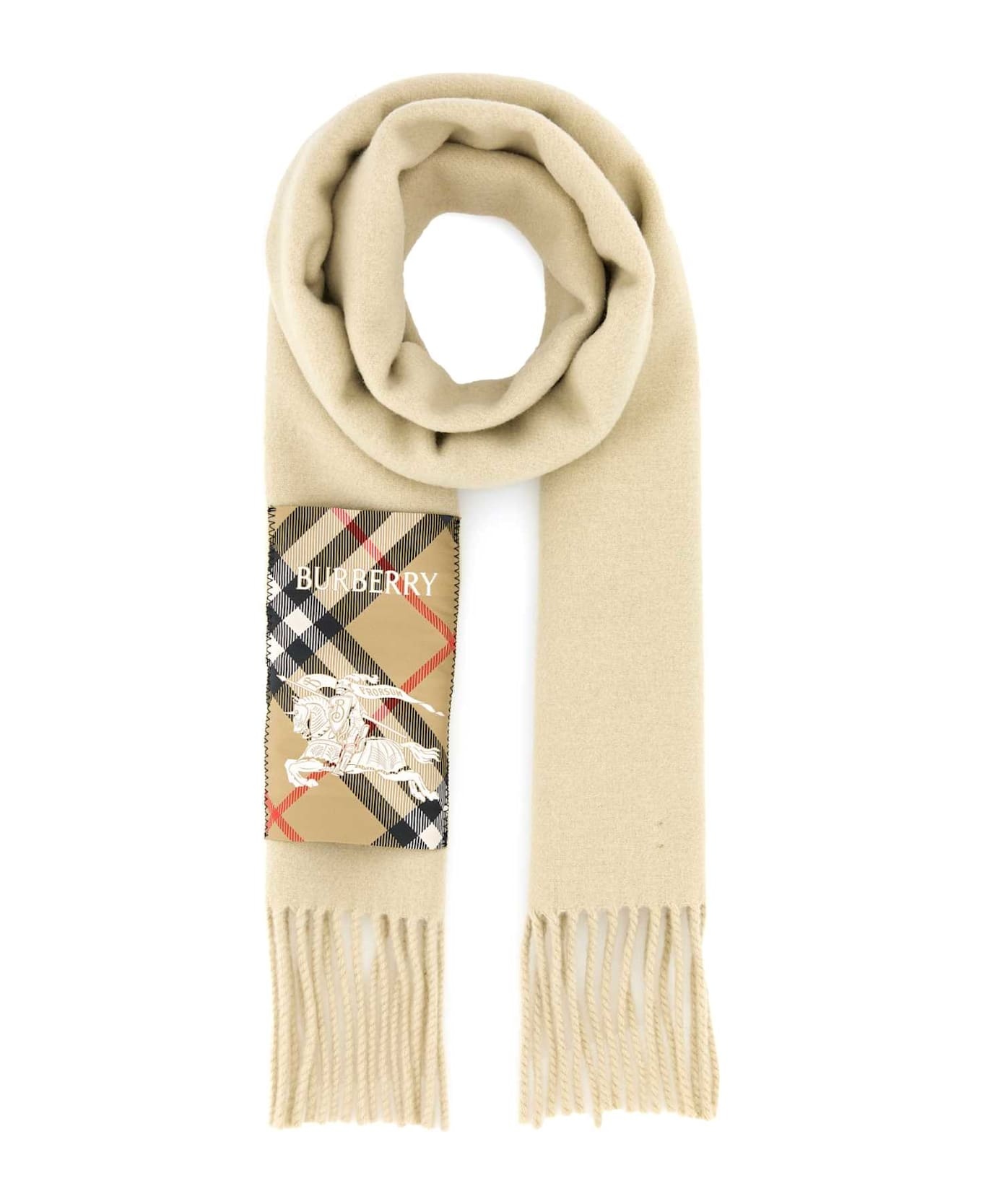 'solid Label' Beige Cashmere Scarf - 1