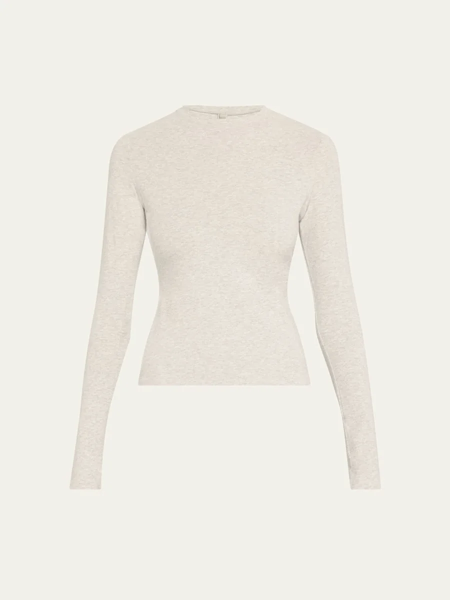 Cotton Jersey Long-Sleeve Crewneck T-Shirt - 1