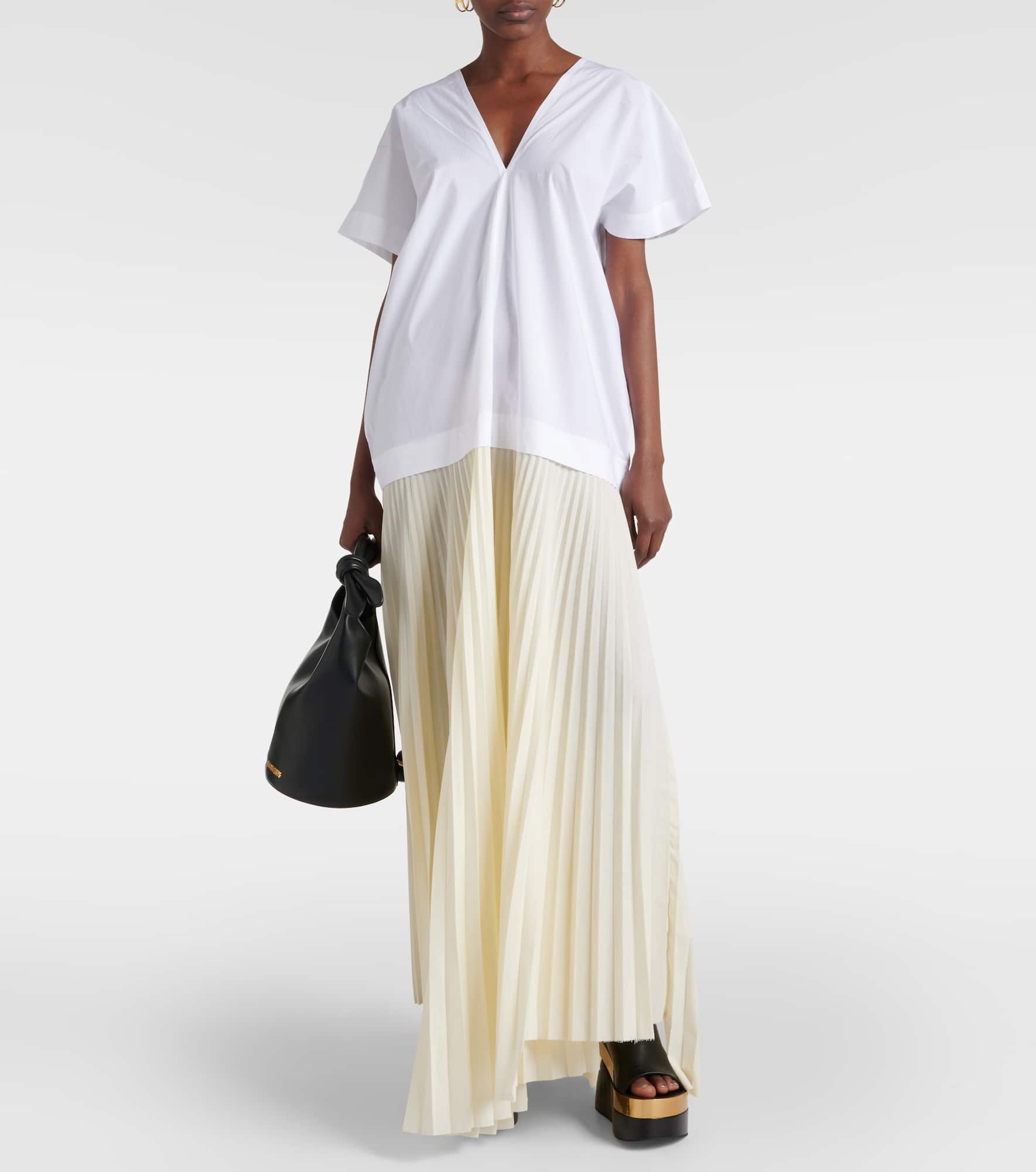 Pleated cotton-blend maxi dress - 2
