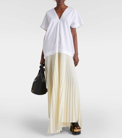 Plan C Pleated cotton-blend maxi dress outlook