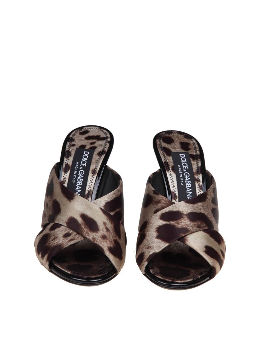 DOLCE & GABBANA MULE IN SPOTTED PRINT SATIN FABRIC - 3