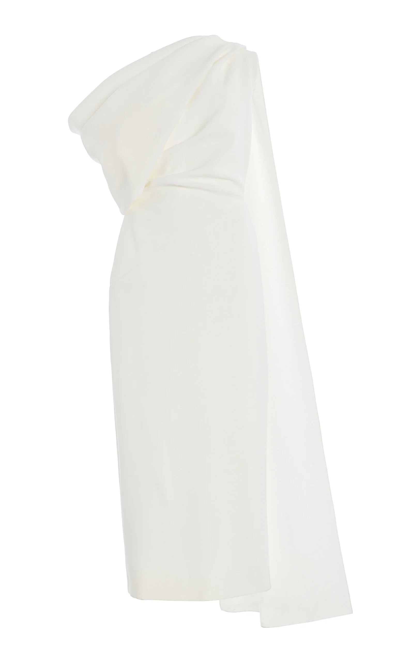 Maite Cape-Detailed Asymmetric Bonded Crepe Midi Dress white - 1