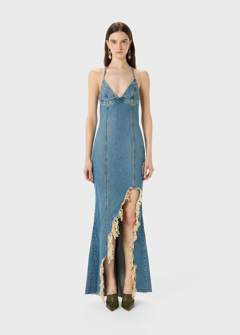 Blumarine LONG DENIM DRESS WITH SLIT outlook