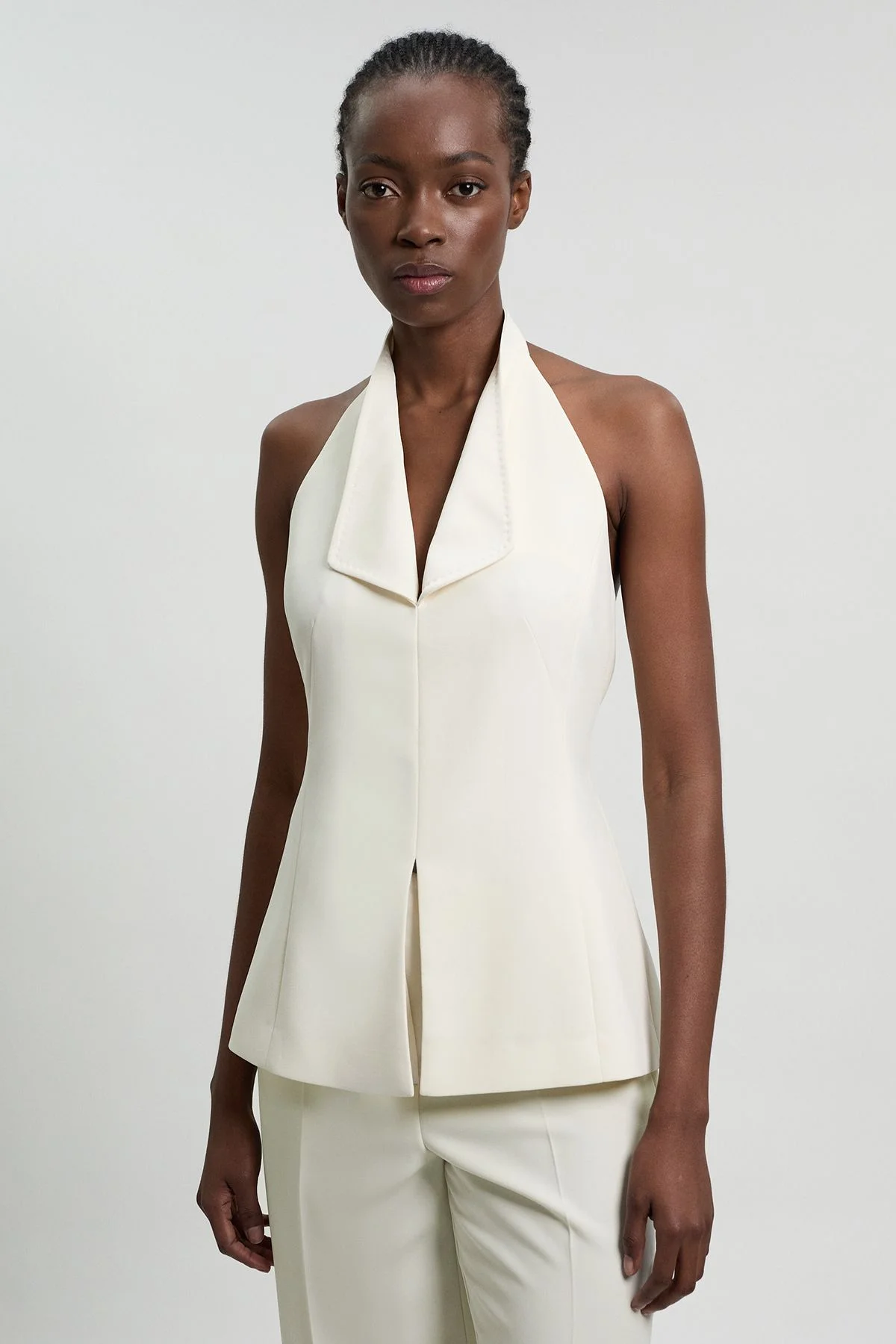 Satin Back Crepe Tailored Tux Waistcoat - 1