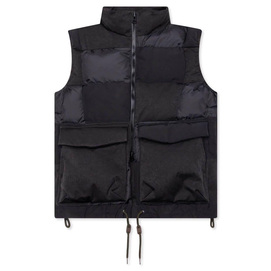 FAUX SUEDE MIX VEST - BLACK - 1
