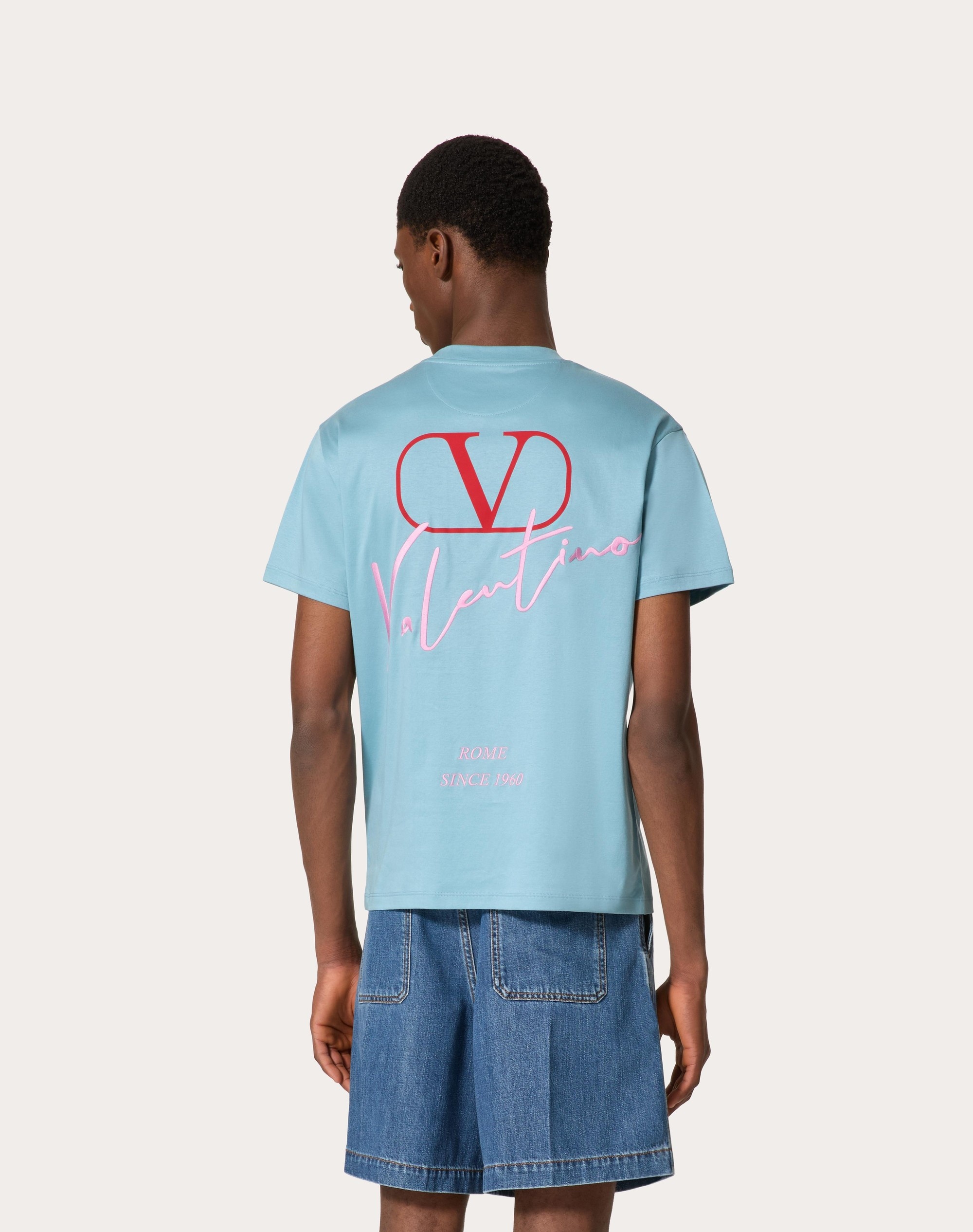 VALENTINO EMBROIDERY AND VLOGO SIGNATURE PRINT COTTON T-SHIRT - 4